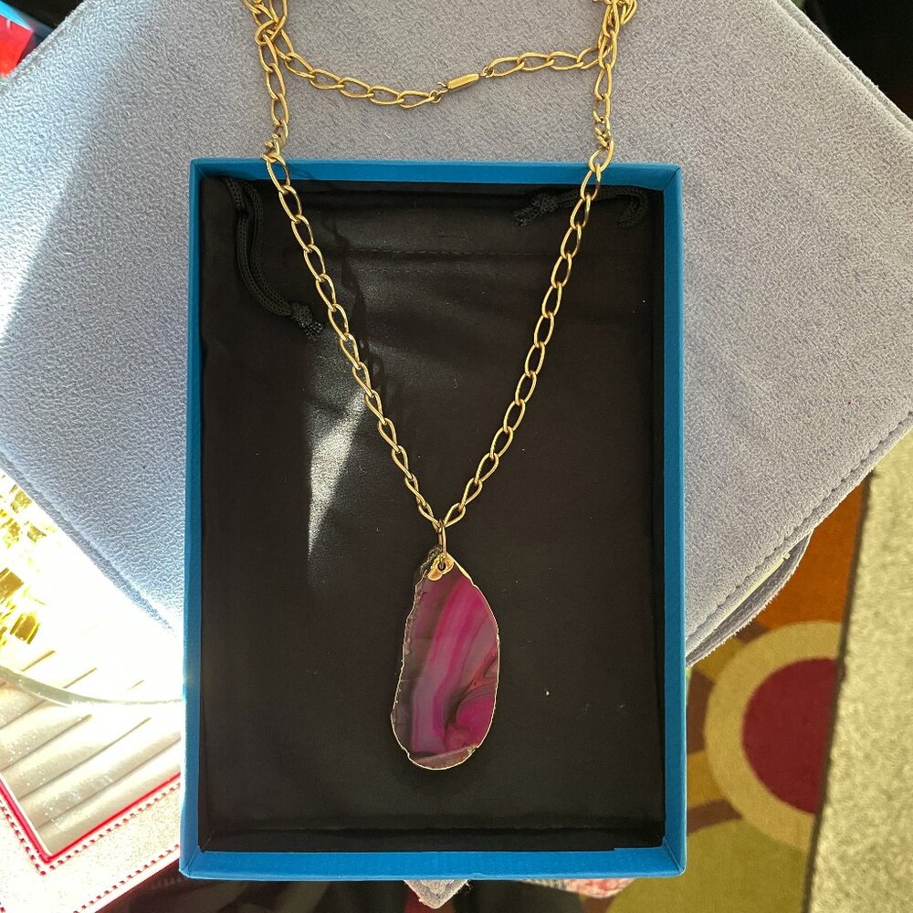 Women's Gold Plated Cabochon Style Necklace - Brand New
